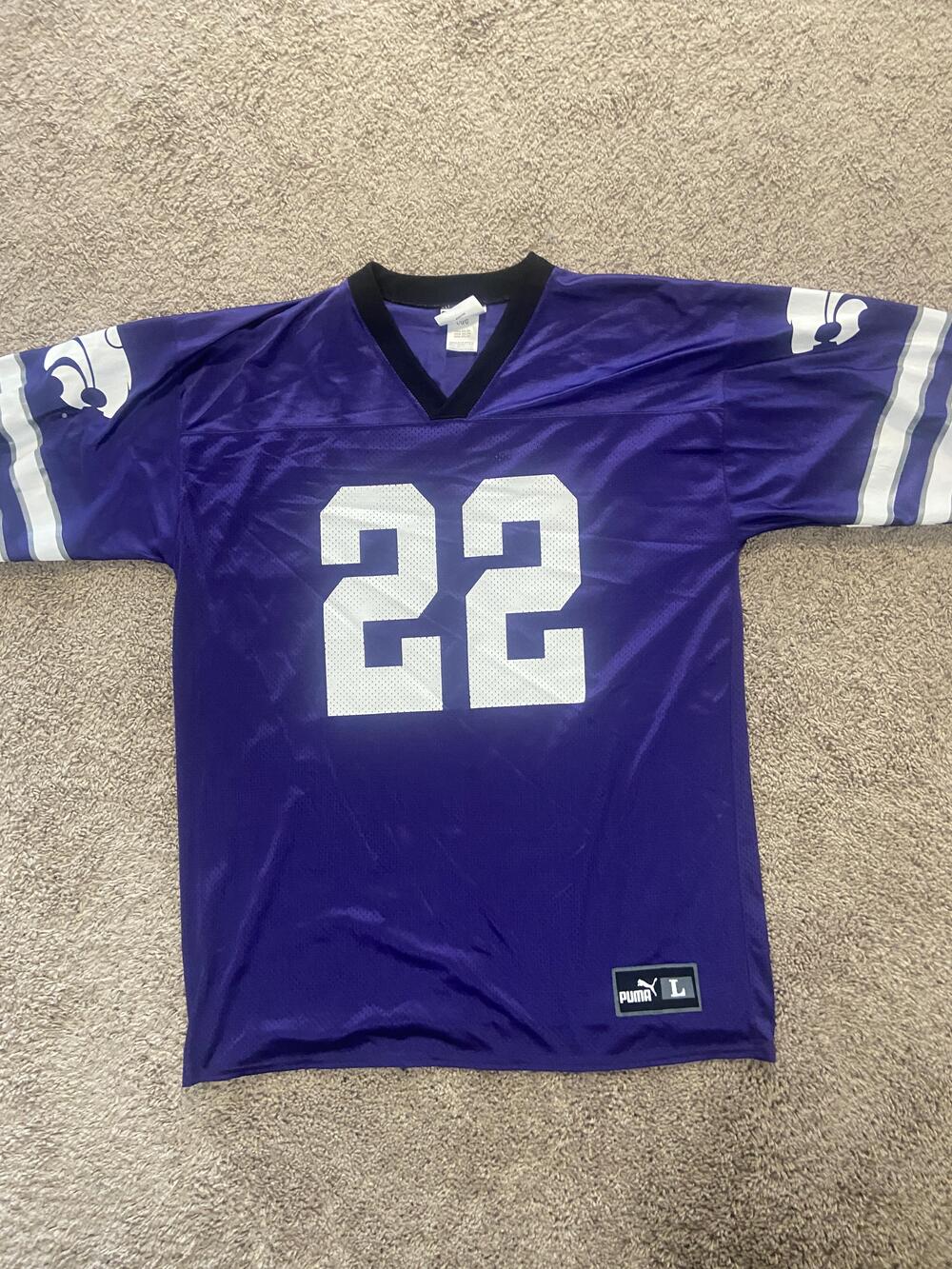 Vintage Kansas State Wildcats Jersey Mens Large Purple NCAA Football Puma 22 90s